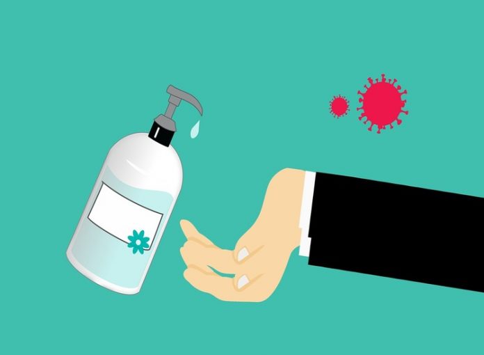 Totem gel disinfettante per negozi